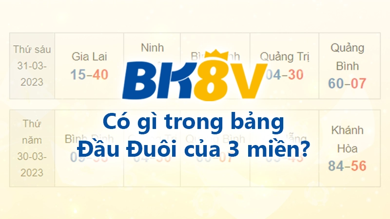 Có gì trong bảng đầu đuôi 3 miền